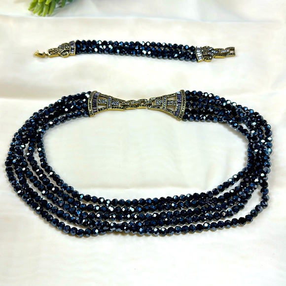Heidi Daus beaded faceted necklace & bracelet set 2pc - Picture 3 of 12